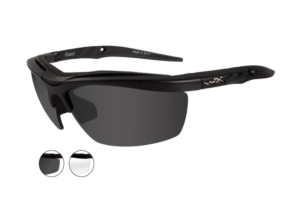 Wiley X Guard Sunglasses - 2 Lens Package 1 Matte Black Frame w/Smoke GreyClear Lens 4004