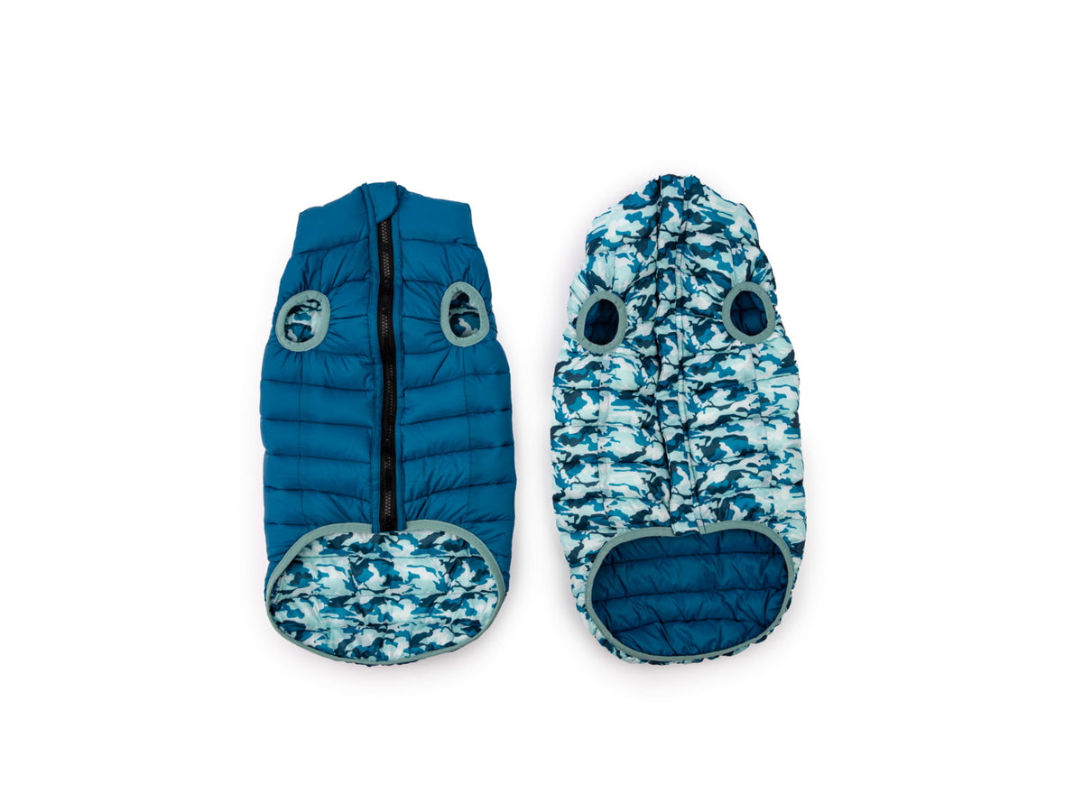 Winchester Pet Premium Reversible Puffy-Vest Camo Blue M