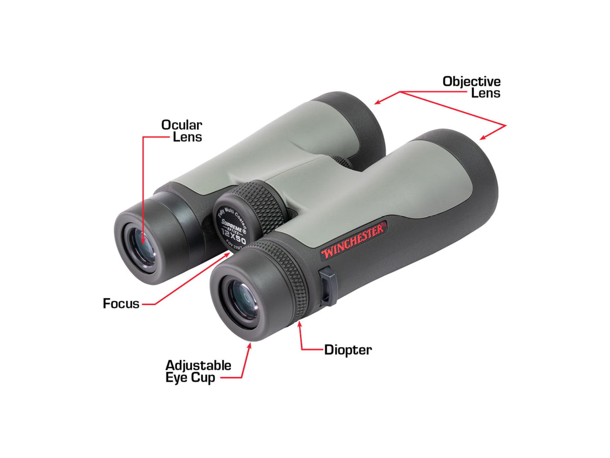 Winchester Supreme Optics 12x50mm Roof Prism Binocular Black/Gray W6-1250