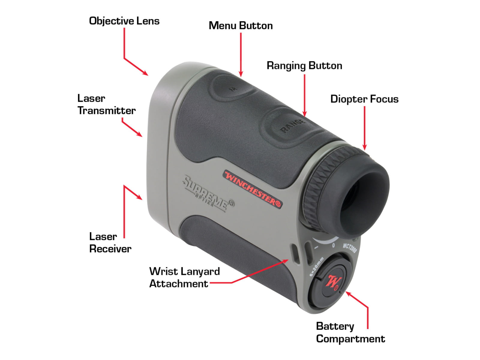 Winchester Supreme Optics 7x24mm Laser Rangefinder Black/Gray WQ-RF-SPRM11-7x24
