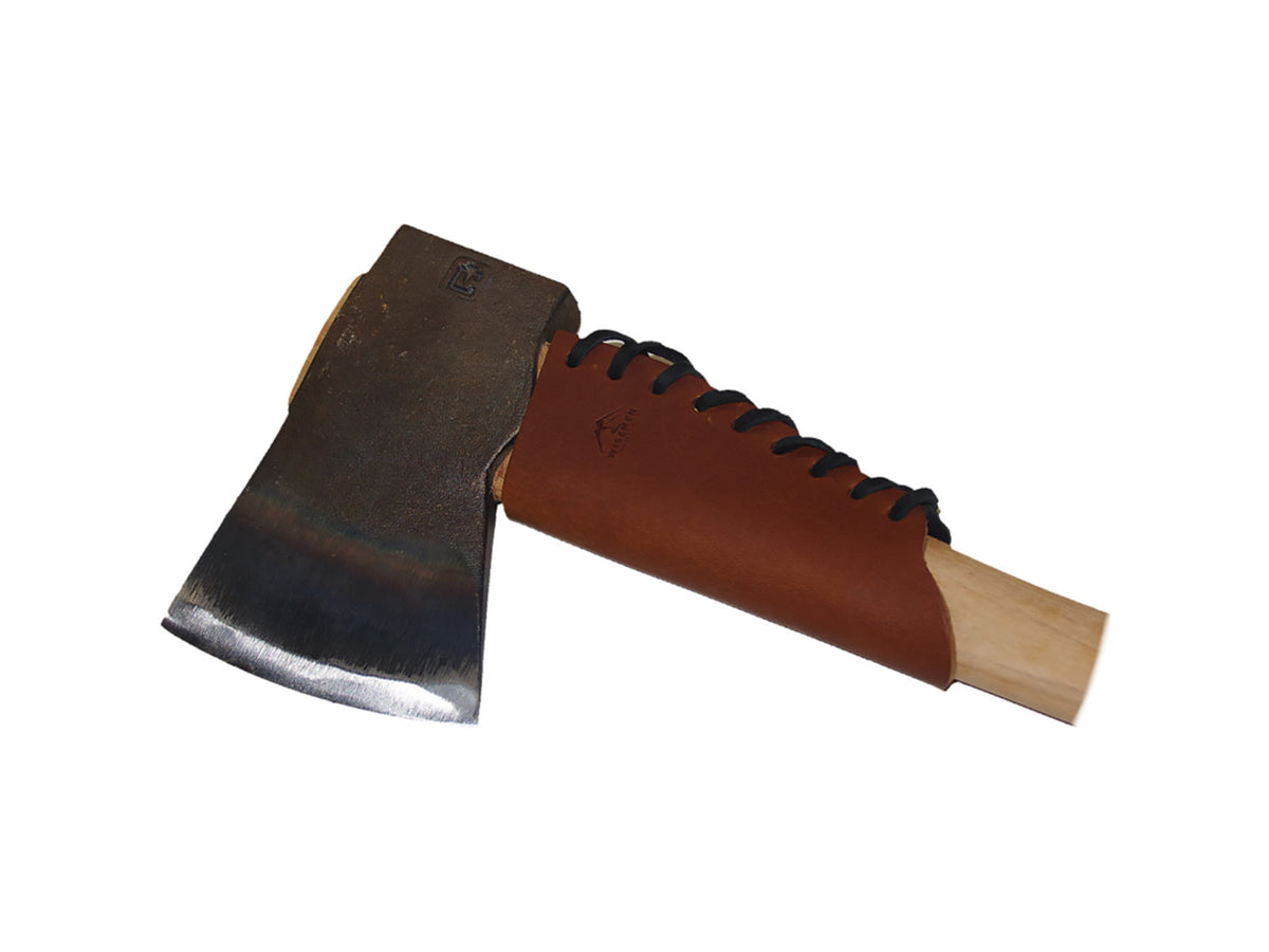 Wisemen Trading Large Axe Overstrike Guard 6.5in x 5.5in Leather Brown 4389