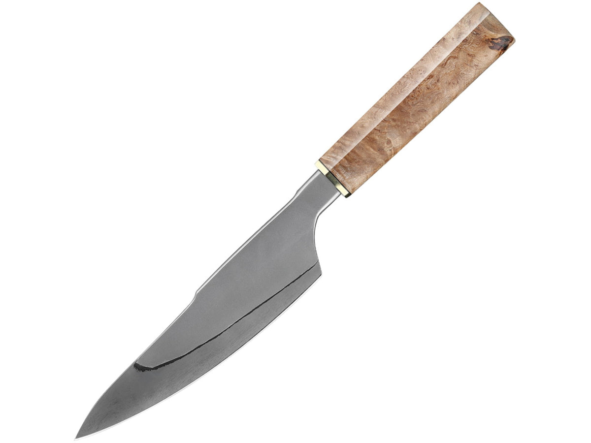 Xin Cutlery Burl Maple Chef's Knife 12in Overall 7in Blade Acid Etched 440C Steel Blade Stabilized Burl Maple Handle XC141