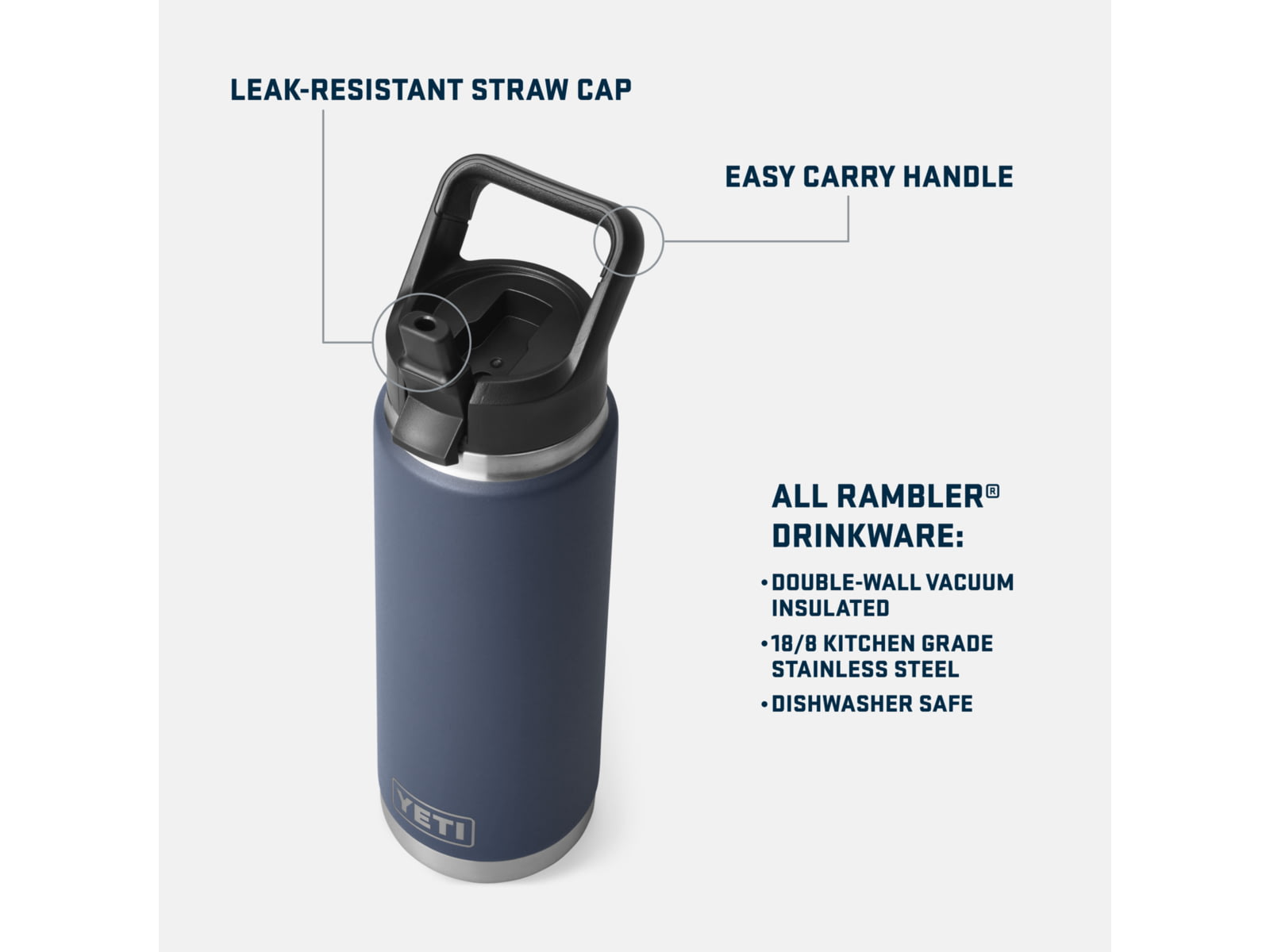 Yeti Rambler 46 oz Watter Bottle w/Chug Cap Navy