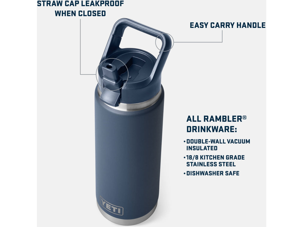 Yeti Rambler 26 oz Water Bottle w/Straw Cap