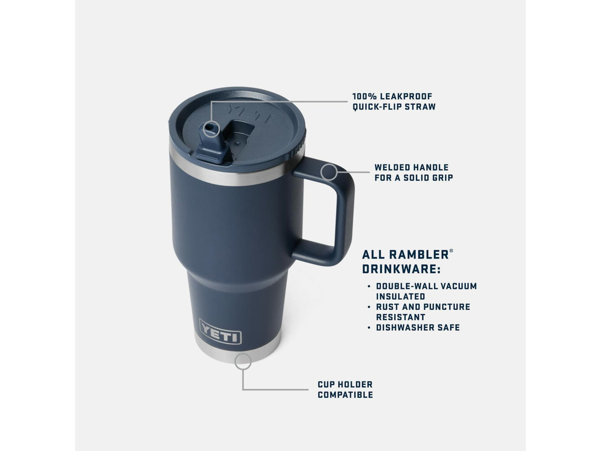 Yeti Rambler 30 oz Travel Mug w/Straw Lid