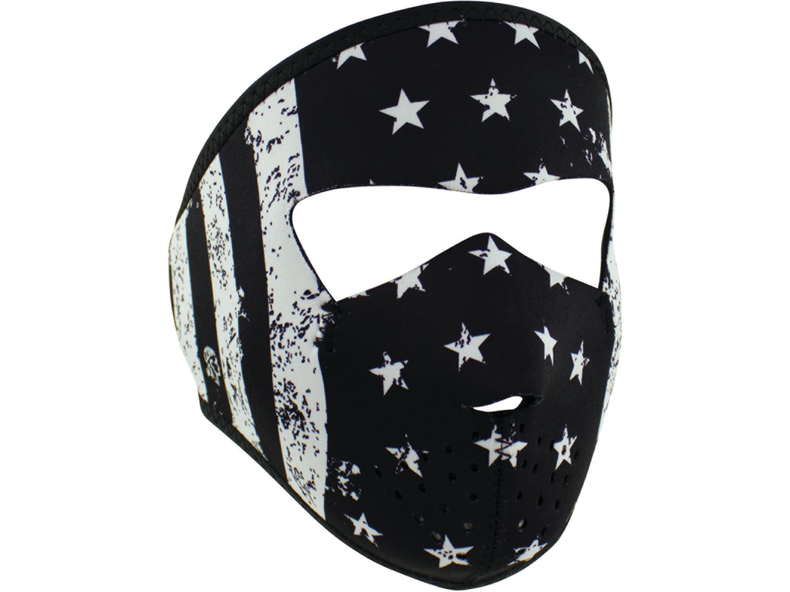 Zan Headgear Small Mask Neoprene Black and White Flag WNFMS091