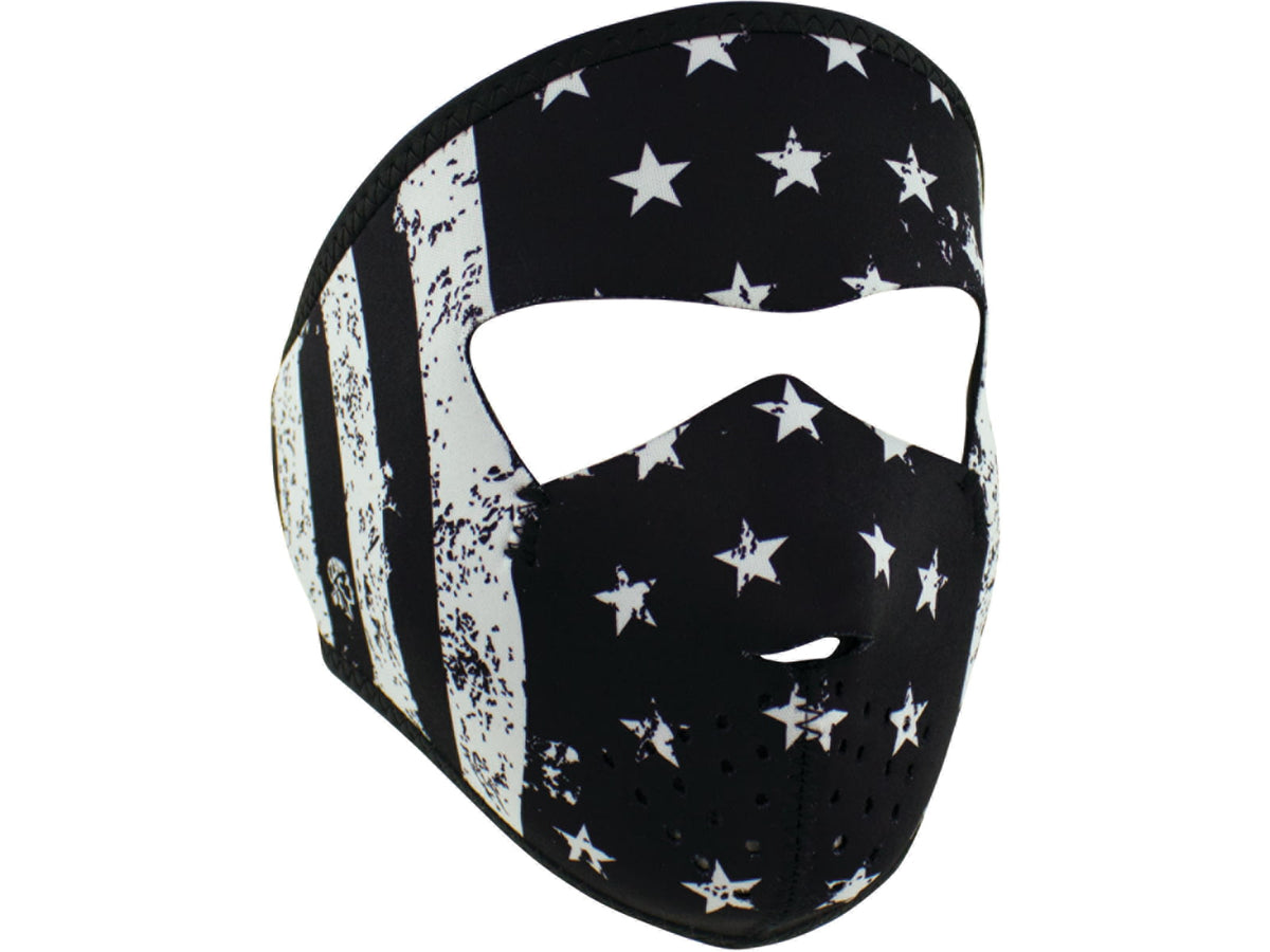 Zan Headgear Small Mask Neoprene Black and White Flag WNFMS091