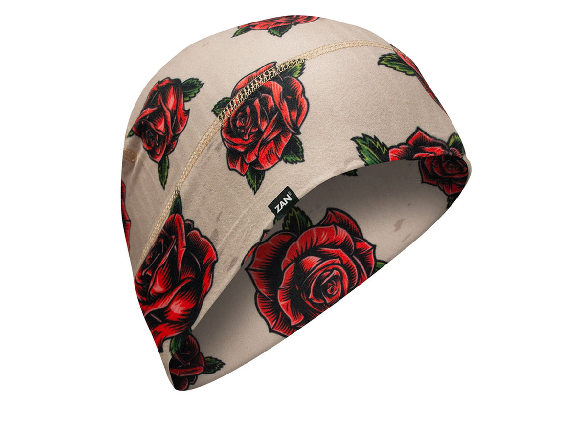 Zan Headgear Sportflex Helmet Liner/Beanie Tattoo Roses WHLL207