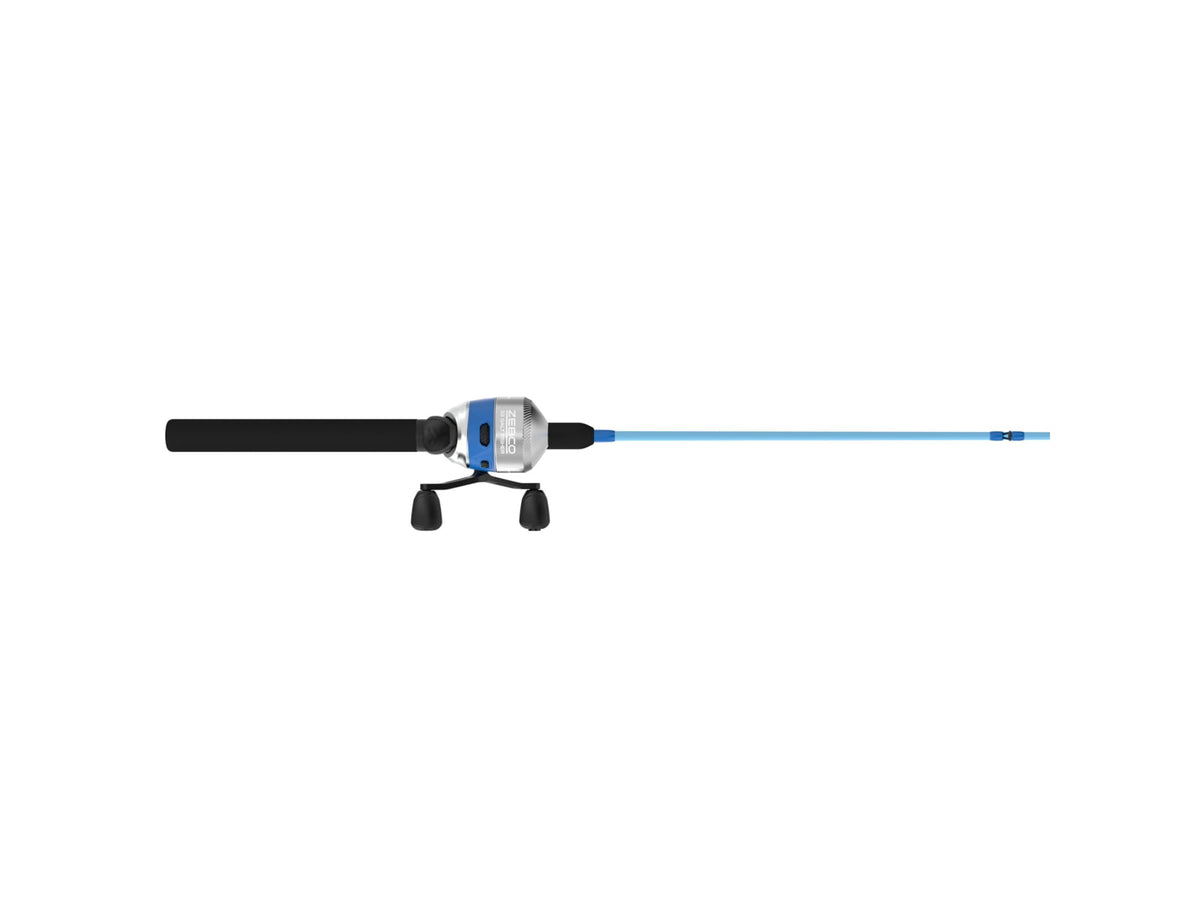 Zebco 33 Salt Fisher Spincast Reel and Rod Combo 6ft 6in 2-PC Telescopic Rod Medium-Heavy SZ 30 Reel 3.6-1 Ratio 4-PC Strike King Tackle Kit Blue