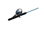 Zebco 33 Salt Fisher Spincast Reel and Rod Combo 6ft 6in 2-PC Telescopic Rod Medium-Heavy SZ 30 Reel 3.6-1 Ratio 4-PC Strike King Tackle Kit Blue