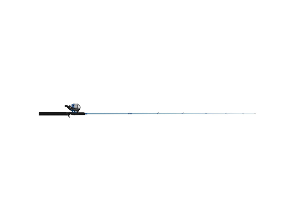Zebco 33 Salt Fisher Spincast Reel and Rod Combo 6ft 6in 2-PC Telescopic Rod Medium-Heavy SZ 30 Reel 3.6-1 Ratio 4-PC Strike King Tackle Kit Blue