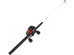 Zebco 606 Spincast Reel and Rod Combo 6ft 6in 2-PC Fiberglass Pole w/ EVA Handle SZ 60 Reel QuickSet Anti-Reverse Reel RH Retrieve Black/Red