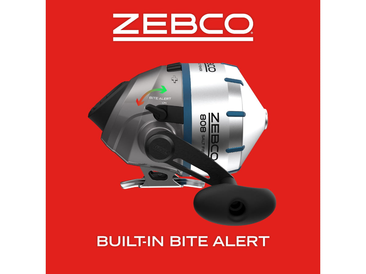 Zebco 808 Saltfisher Spincast Reel SZ 80 Reel Changeable Righ/Left Retrieve Pre-Spooled w/ 20lb Zebco Fishing Line Stainless Steel Ball Bearing Drive