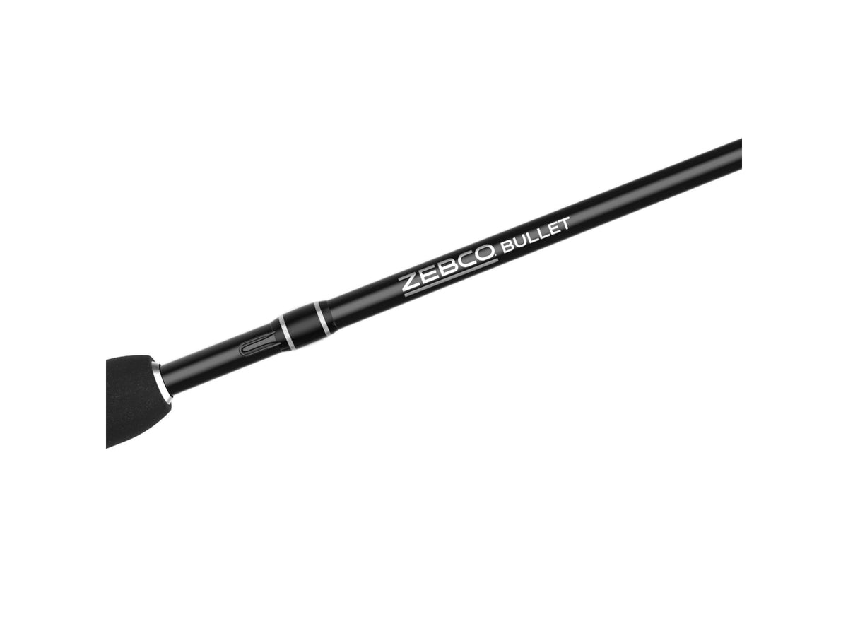 Zebco Bullet Spincast Reel and Rod Combo 6ft 6in 2-PC IM8 Graphite Pole w/ MaxTac Grip Rod Handle Changeable Righ/Left Retrieve Black