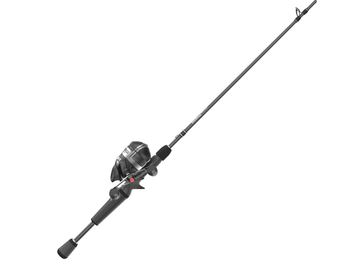 Zebco Bullet Spincast Reel and Rod Combo 6ft 6in 2-PC IM8 Graphite Pole w/ MaxTac Grip Rod Handle Changeable Righ/Left Retrieve Black