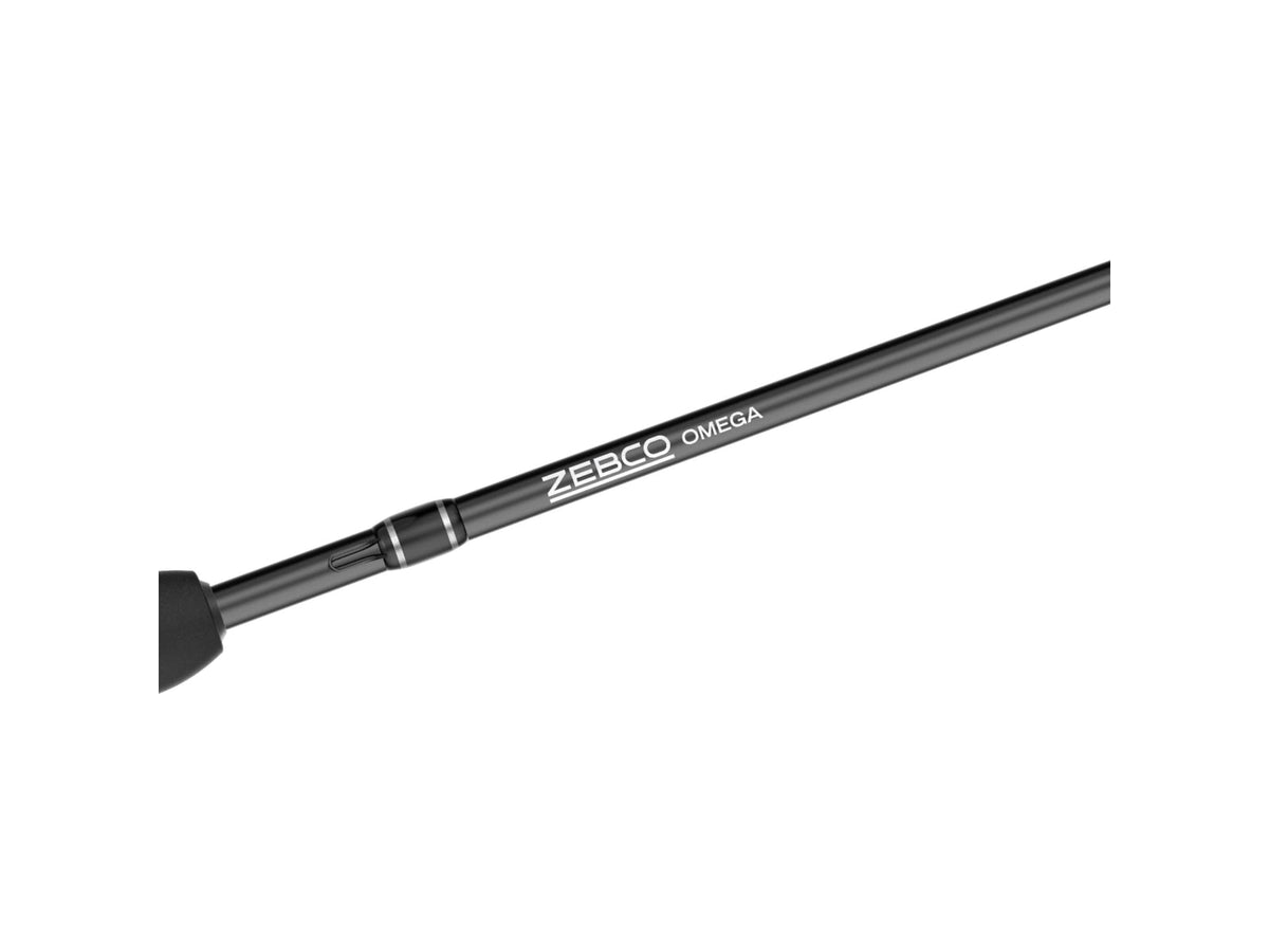 Zebco Omega Pro Spincast Reel and Rod Combo 6ft 2-PC IM6 Graphite Pole Split MaxTac Grip Rod Handle SZ 30 Reel Pre-spooled w/ 10lb Zebco Line Black