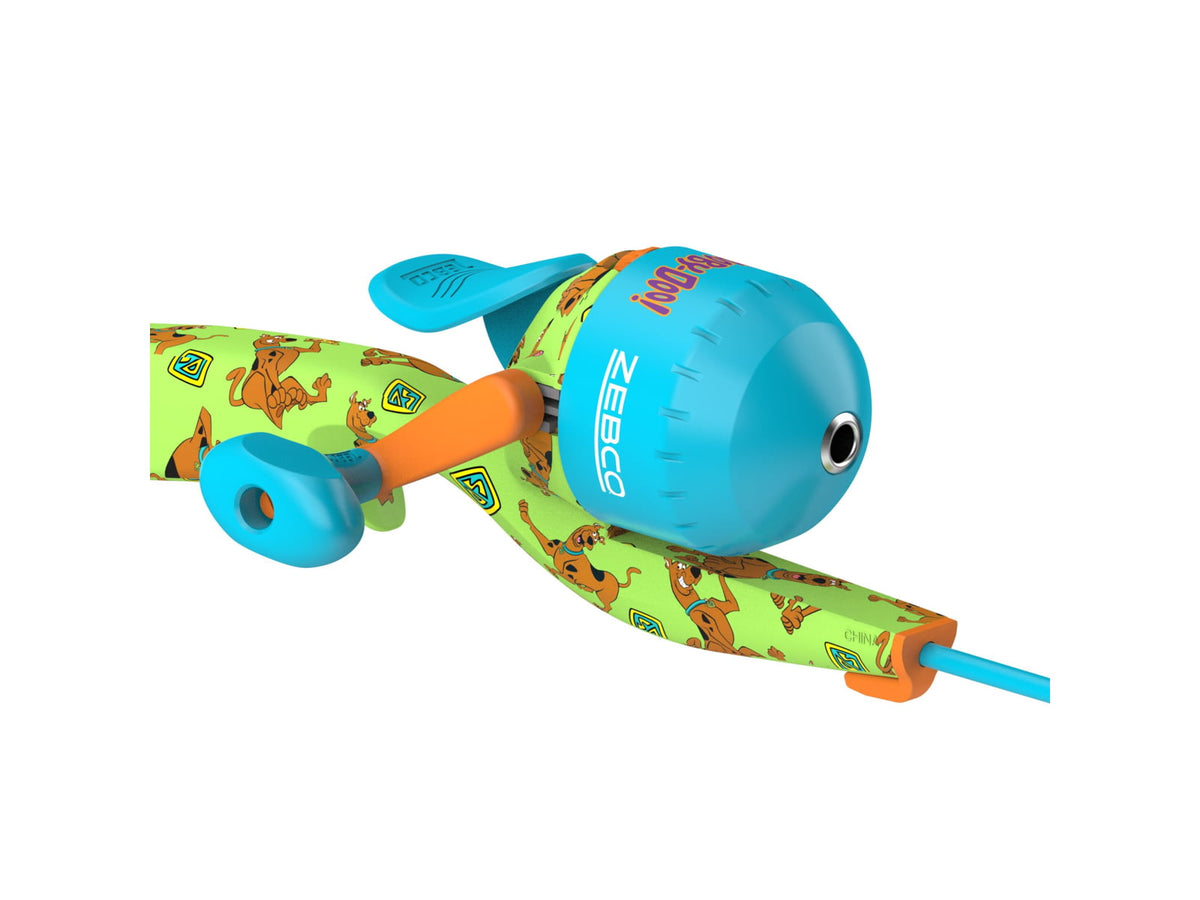Zebco Youth Scooby Doo Floating Spincast Reel and Rod Combo 29in Fiberglass Rod Light Moderate SZ 20 Reel RH Retrieve Pre-Spooled w/ 6lb Line Green