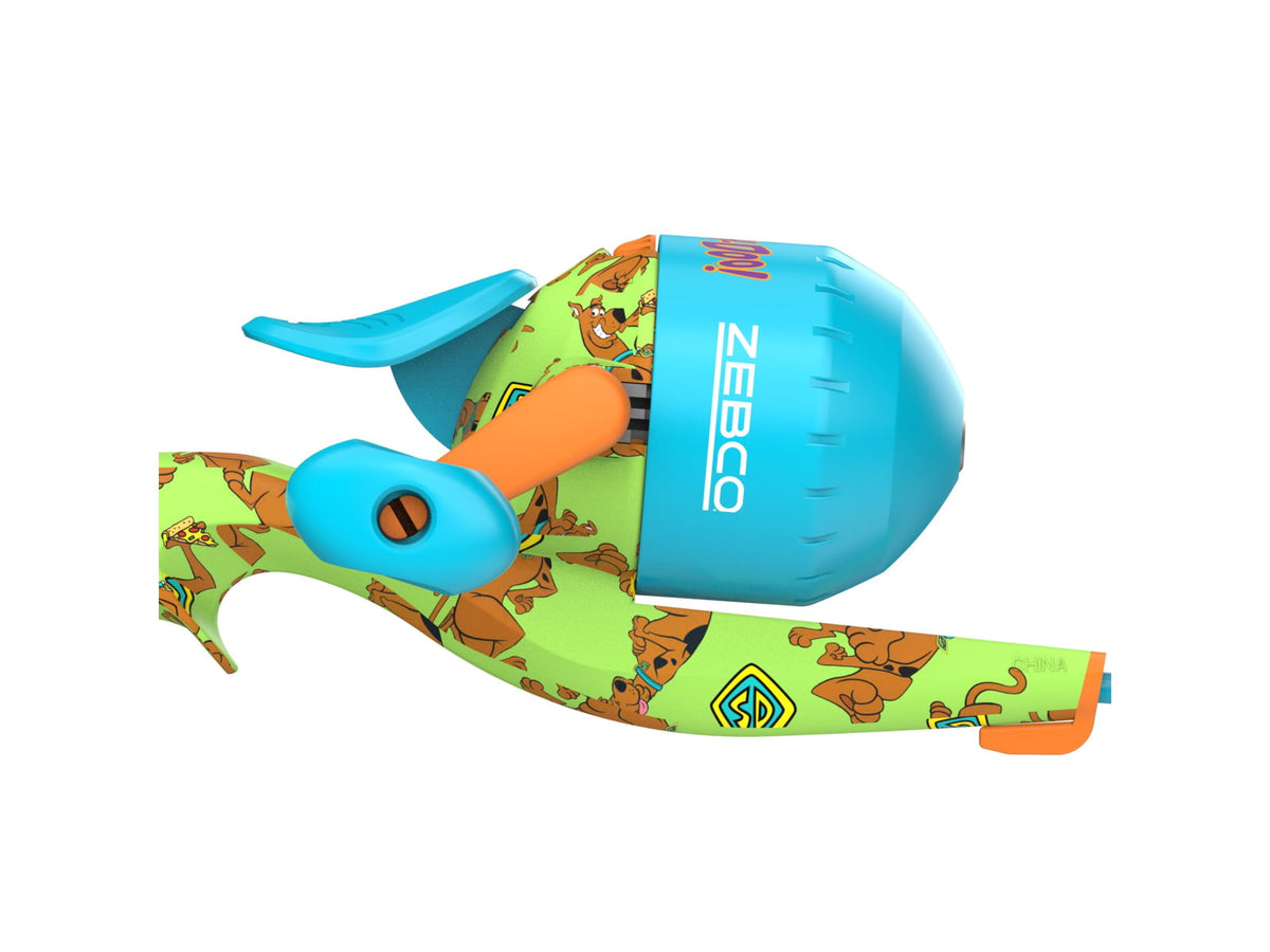 Zebco Youth Scooby Doo Floating Spincast Reel and Rod Combo 29in Fiberglass Rod Light Moderate SZ 20 Reel RH Retrieve Pre-Spooled w/ 6lb Line Green