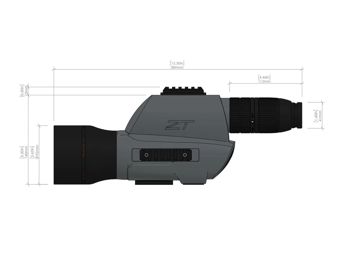 ZeroTech Optics Trace Advanced 20-60x80mm Spotting Scope Rubber Black/Grey TR206080F