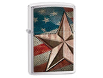 Zippo Brushed Chrome Silver w/American Flag Retro Star ZI28653