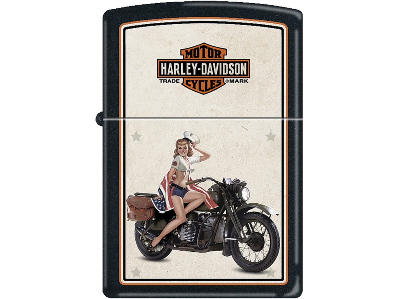 Zippo Harley US Marine Pinup Lighter Black Matte 1.44in x 2.25in ZP9944