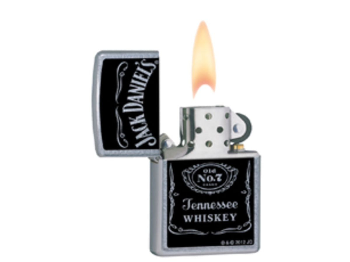 Zippo Jack Daniels Label Classic Style Lighter Street Chrome 24779