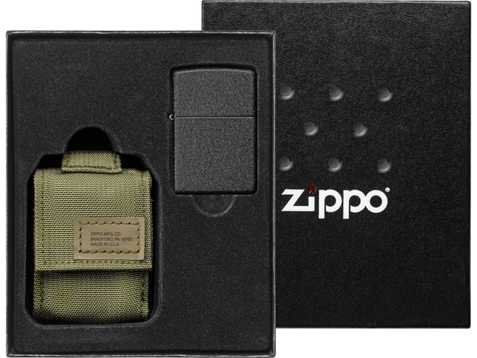 Zippo Lighter with MOLLE Green Pouch 1.44" x 2.25"