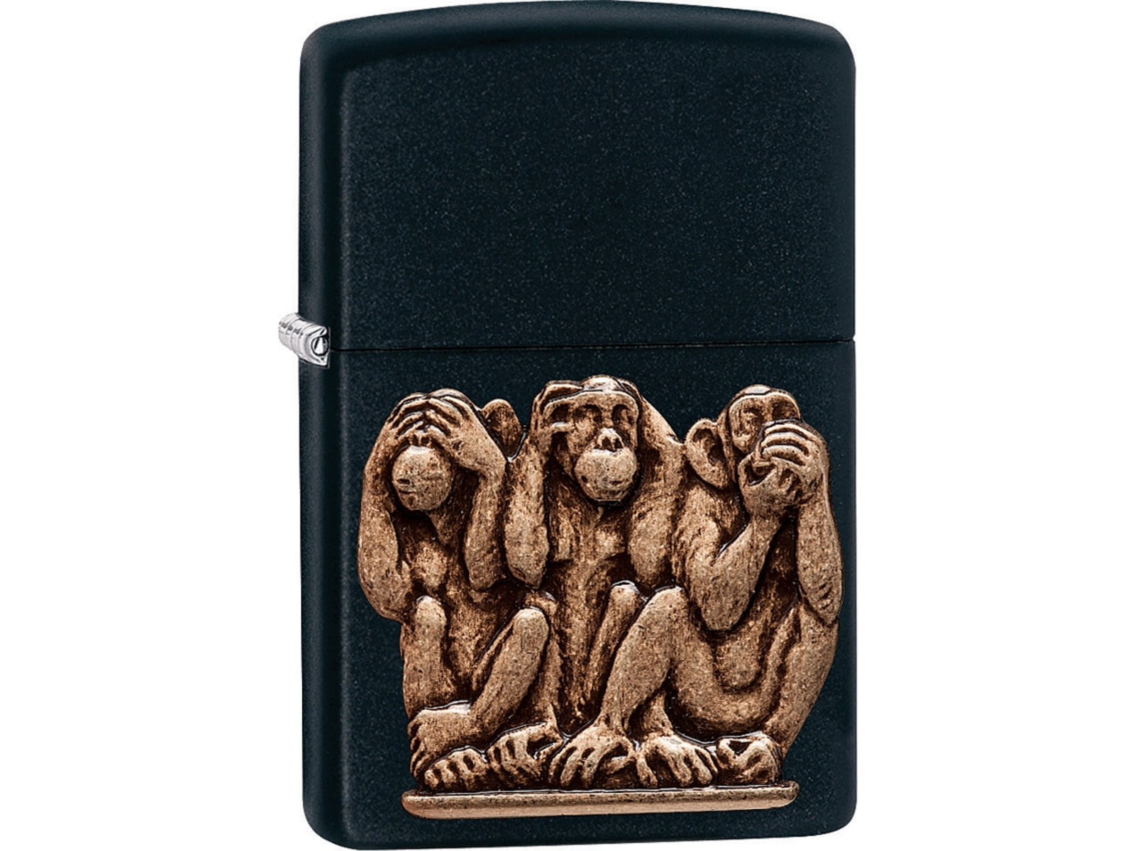 Zippo Three Monkeys Black Matte Windproff Lighter Black Matter 1.44in x 2.25in 29409