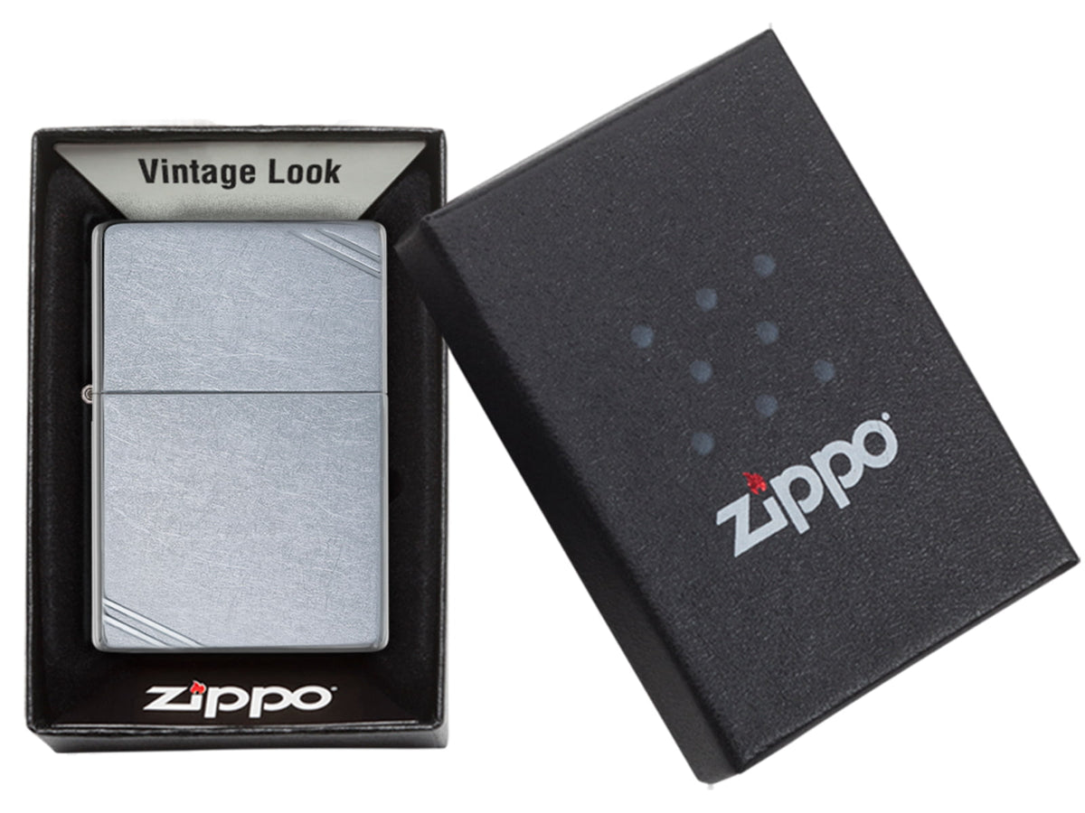 Zippo Vintage Street Chrome Silver w/Slashes ZI267